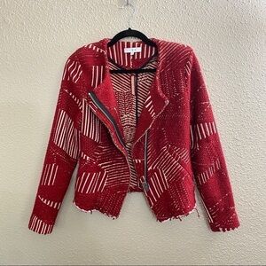 𝅺IRO Mepsie Tweed Multi Pattern Jacket in Red & White sz EU 38/US S